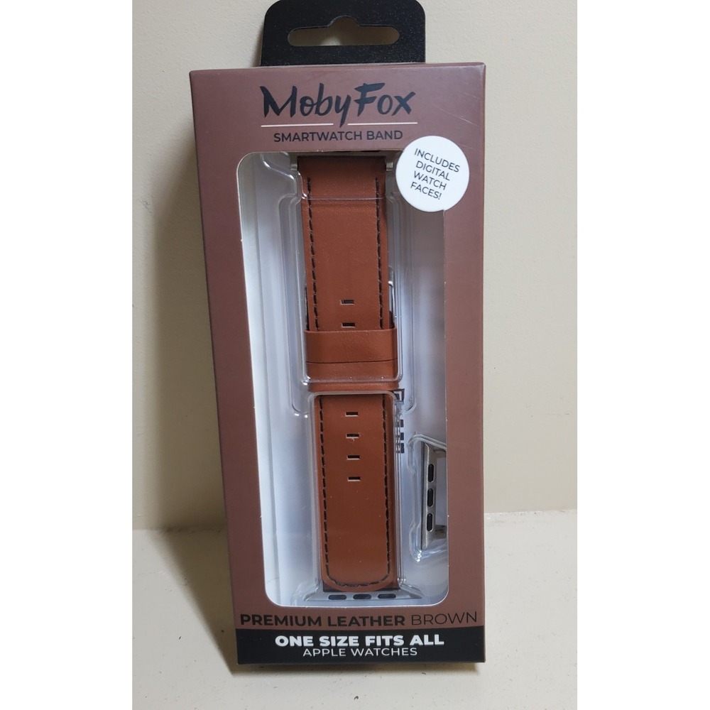 MobyFox Leather Apple Watch Band Brown (1 Size Fits All Apple Watches) BRAND NEW